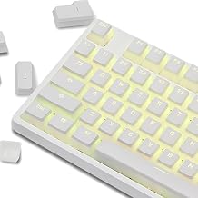 PBT Keycaps Backlit Pudding Keycap Set Doubleshot Translucent OEM Profile with Keycaps Holder and Puller for 60%/87 TKL/104/108 MX Switches Mechanical KeyboardWhite Pudding