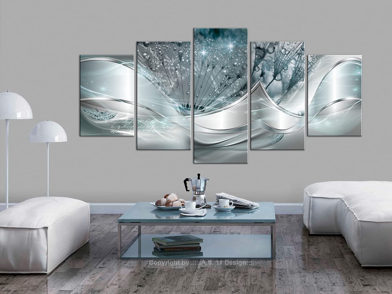 murando - Acrylglasbild Natur Botanik Pusteblume, 200x100 cm, 5-teilig | Hochwertige Leinwand, sofort aufhängbar, ideal fürs Wohn- oder Schlafzimmer, wasserfest und lichtecht, langlebig, stilvoll