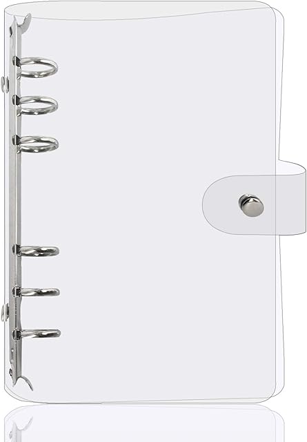 Smarpau A6 Binder Cover, Clear Soft PVC 6 Hole Ring Binder Refillable Paper Binder Waterproof Loose Leaf Notebook Folder Personal Planner Binder Cover for Home School and Office Writing Supply