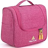 Cosmetic Travel Bag Hanging Toiletry Organizer - Women Bathroom Toiletries Makeup Bags - for Business Trip, Gym, Counter, Airplane, Camping (Rose)