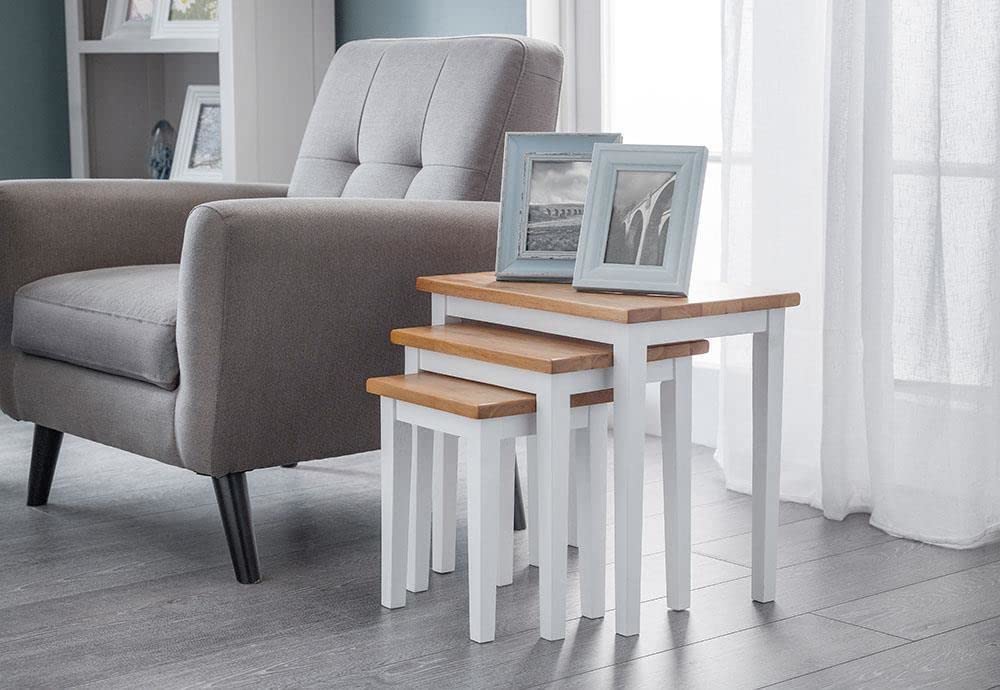 OSD Solid Wood 3 Nest of Tables - White and Oak
