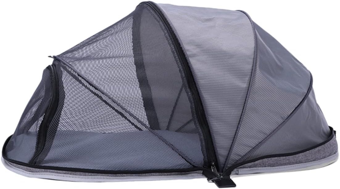 Pet Outdoor Tent for Dogs and Cats Breathable Car Carrier Mat Grey Half Mesh Design for Indoor Outdoor Use Durable Water Resistant Materials