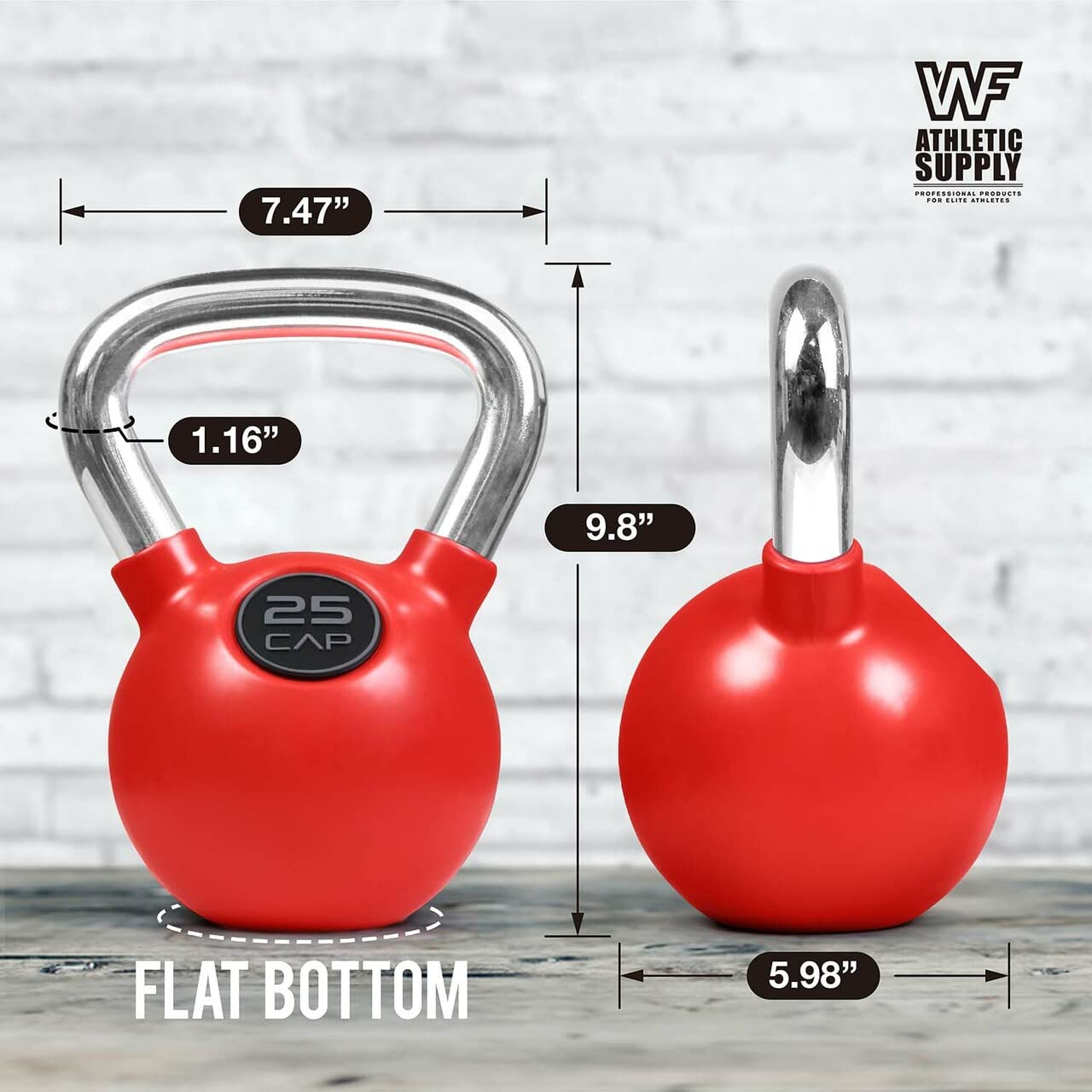 WF Athletic Supply Color Rubber Coated Kettlebell with Chrome Handle, Great for Full Body Workout and Strength Training, 10, 15, 20, 25, 30, 35lb Kettlebell only & 100, 125, 135lb Set with Rack