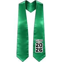 CLERKMANS Class of 2026 Graduation Stole/Sash Embroidered Patch - Multiple Colors Available One Size Fits All