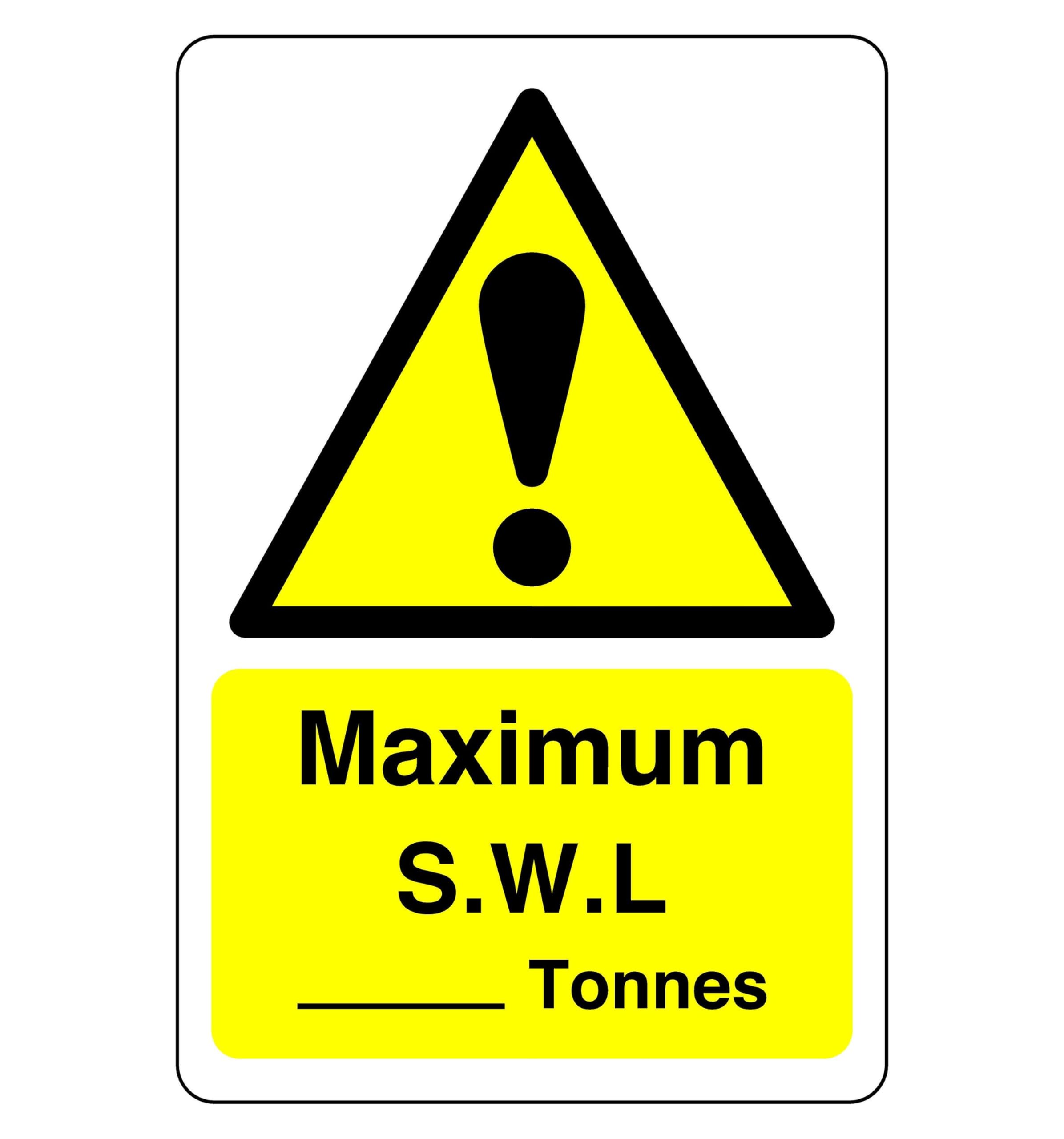 Safety First Display Ltd Yellow/Black Maximum S.w.l Tones Sign - High Tack Self-Adhesive Sticker (150Mm X 100Mm) Viewing Distance Within 3M.