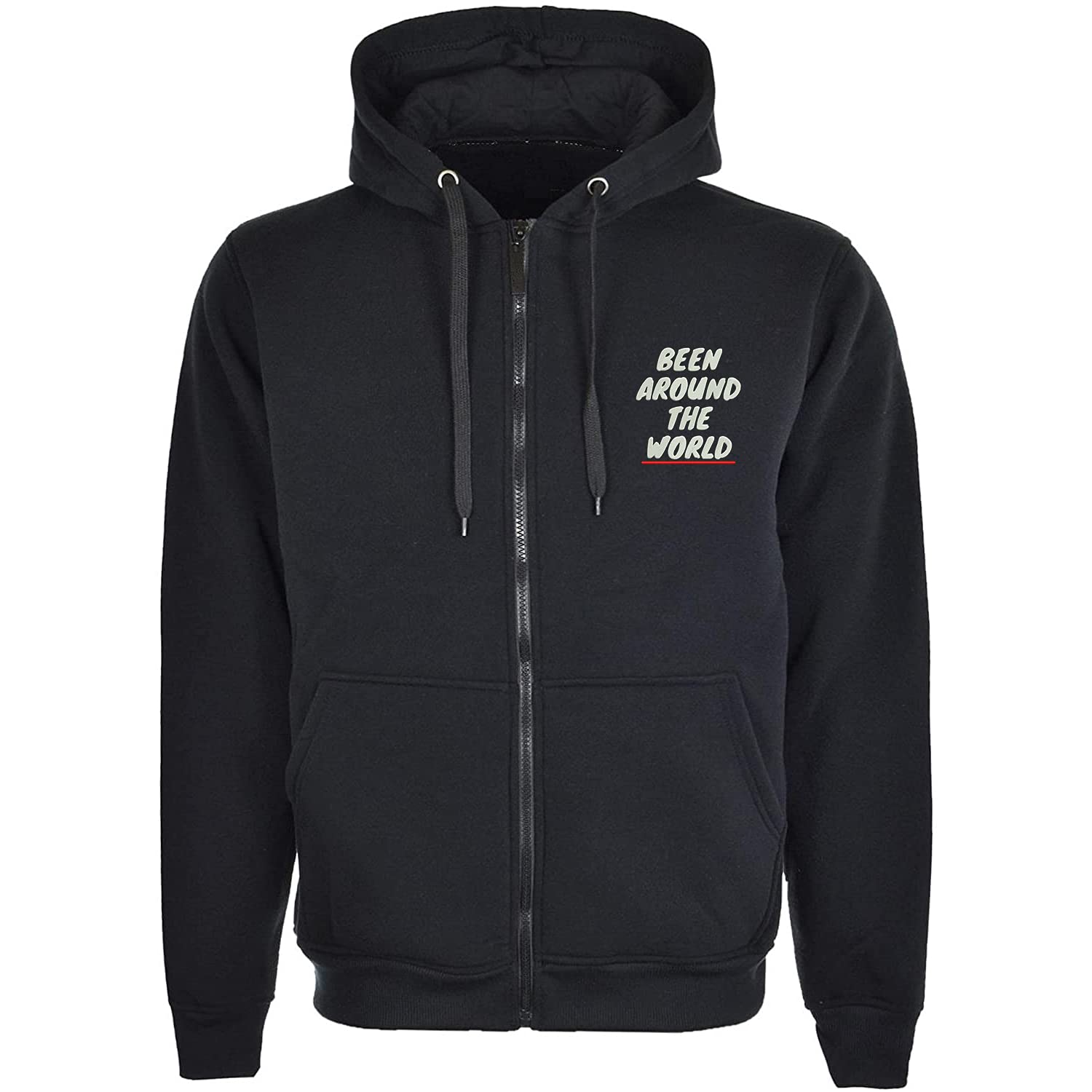 Been Around The World Hip Hop Rap Felpa con cappuccio in cotone ricamato con zip unisex