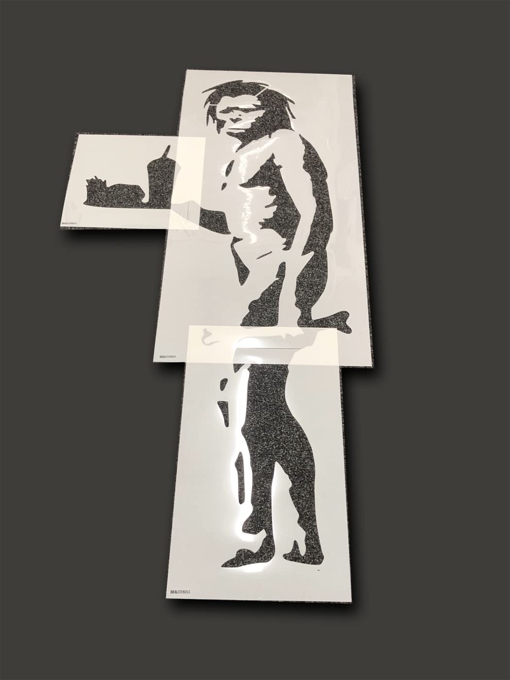 Ideal Stencils Banksy Höhlenmenschen-Schablone, lebensgroß – 180 cm hoch x 83 cm breit, wiederverwendbar
