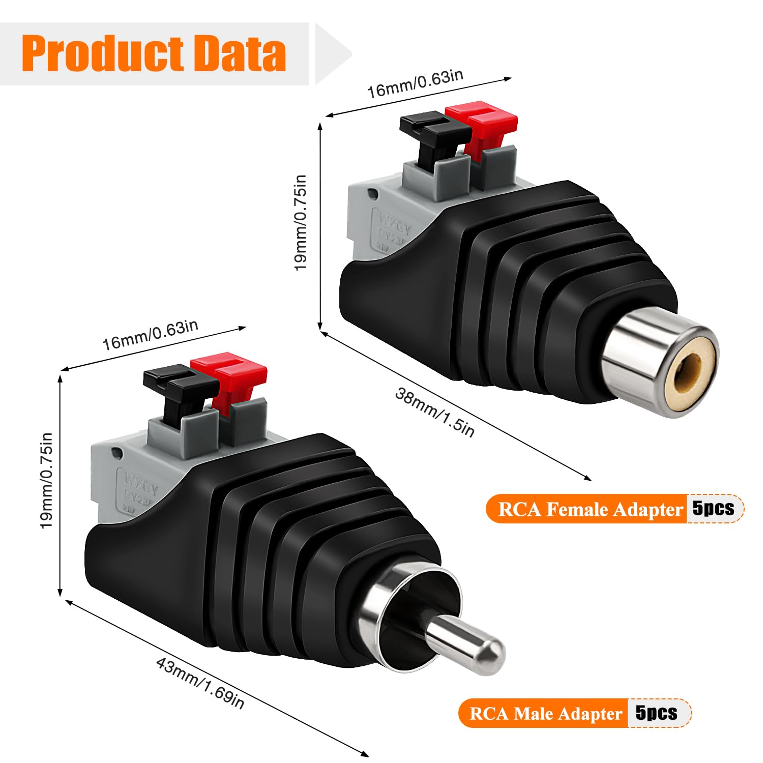 RCA Zu AV Adapter – 4 Stück Lötfreie Cinch-Stecker Mit Schraubklemmen | Für Audio/Video-Verbindungen Bis 1,5 Mm²