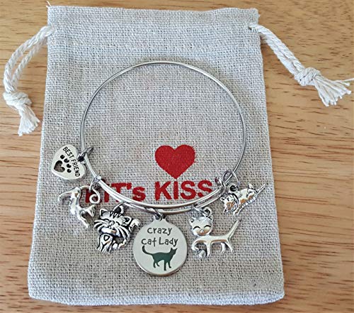 Cat Bracelet Pets Lover Kitty Crazy Lady Cat Mom Gift Best Friend Paw Print Bangle Bracelet3