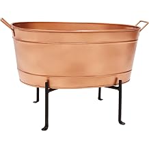 Oval Copper Tub with Folding Stand