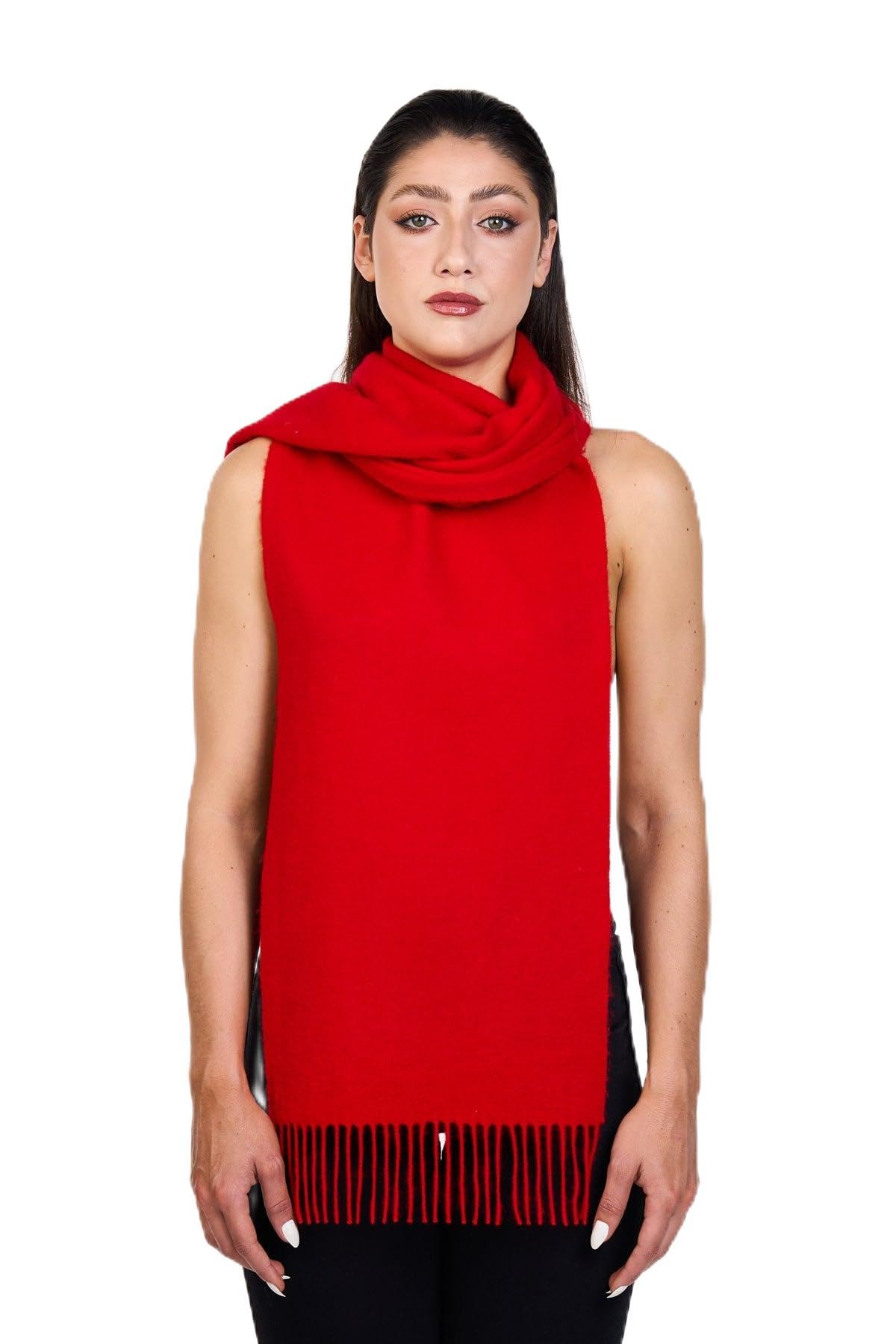 Edinburgh Cashmere Scarf Plain Red 100% Pure Lambswool