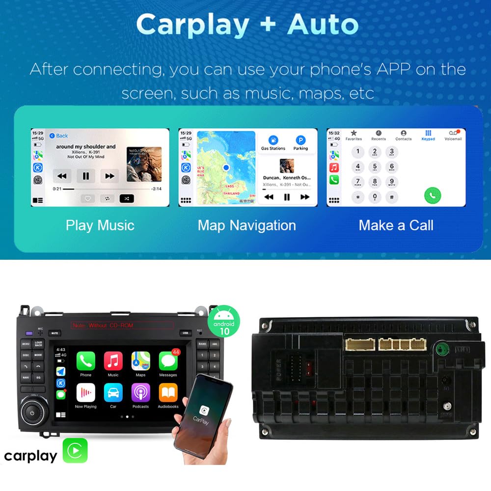 7'' Multimedia AHD GPS Navigation Canbus RDS Radio Audio Player Stereo CarPlay IOS Android+Rückfahrkamera Kompatibel mit Mercedes-Benz W169/W245/W639 W447/Vito/Viano/W906 Sprinter/V W Crafter Onwards
