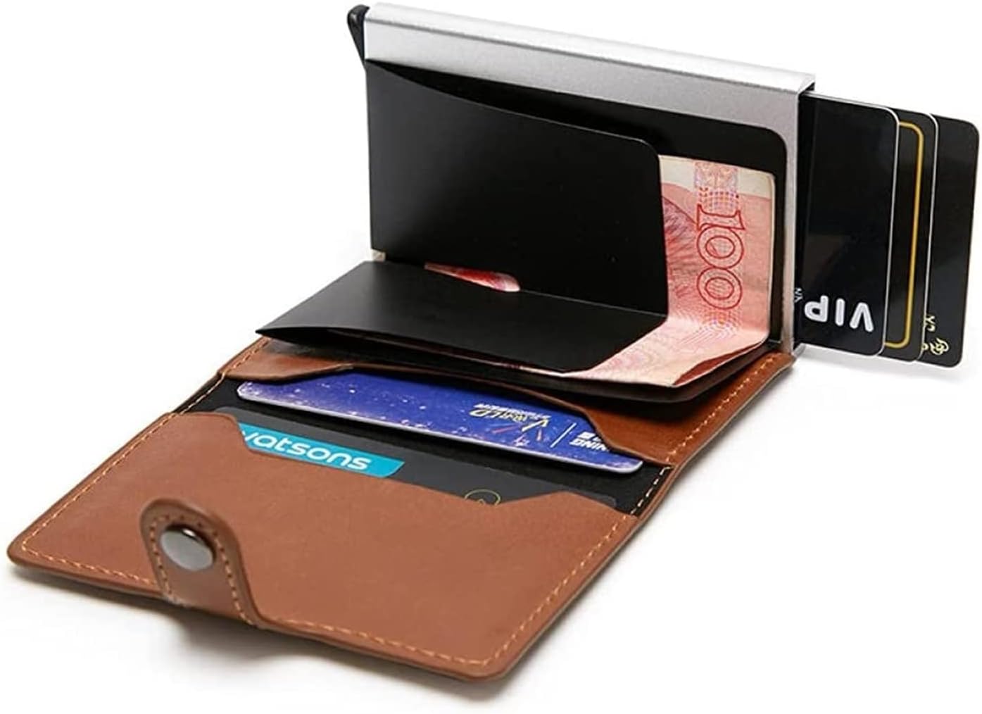 カードケース C-Secure ミニ財布 スリム スキミング防止 （ シーセキュア 財布 カードホルダー セキュリティ スキミング対策 海外旅行 本革  アルミケース内蔵 データスキミング クレジットカード 小銭入れ お札入れ コインケース ） 【シック】 [小さな店] アルミ合金財布 ...