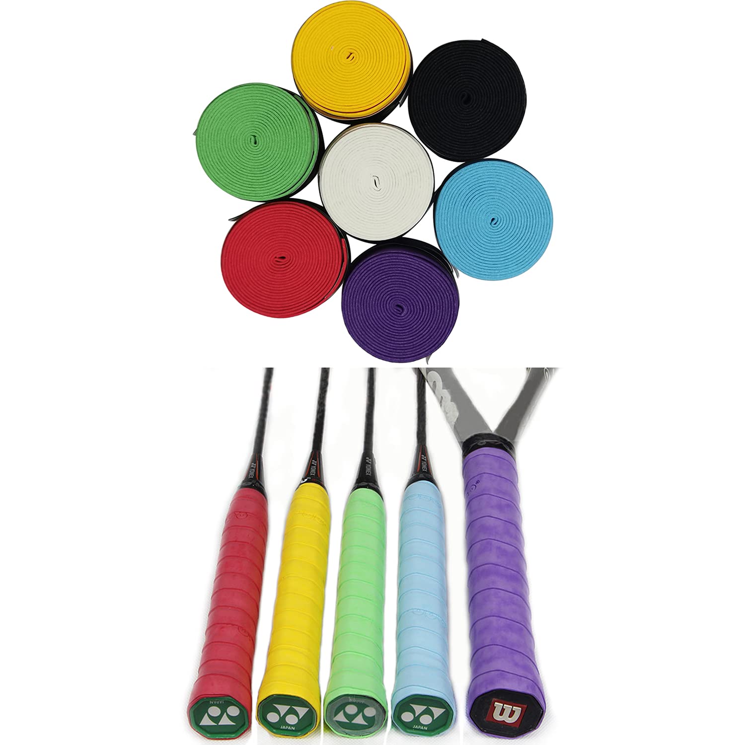 Nastro Presa Racchetta Tennis - Antiscivolo, Assorbente, Morbido, Confezione Da 8 Pezzi (120 Cm Cad.) - Foto 3