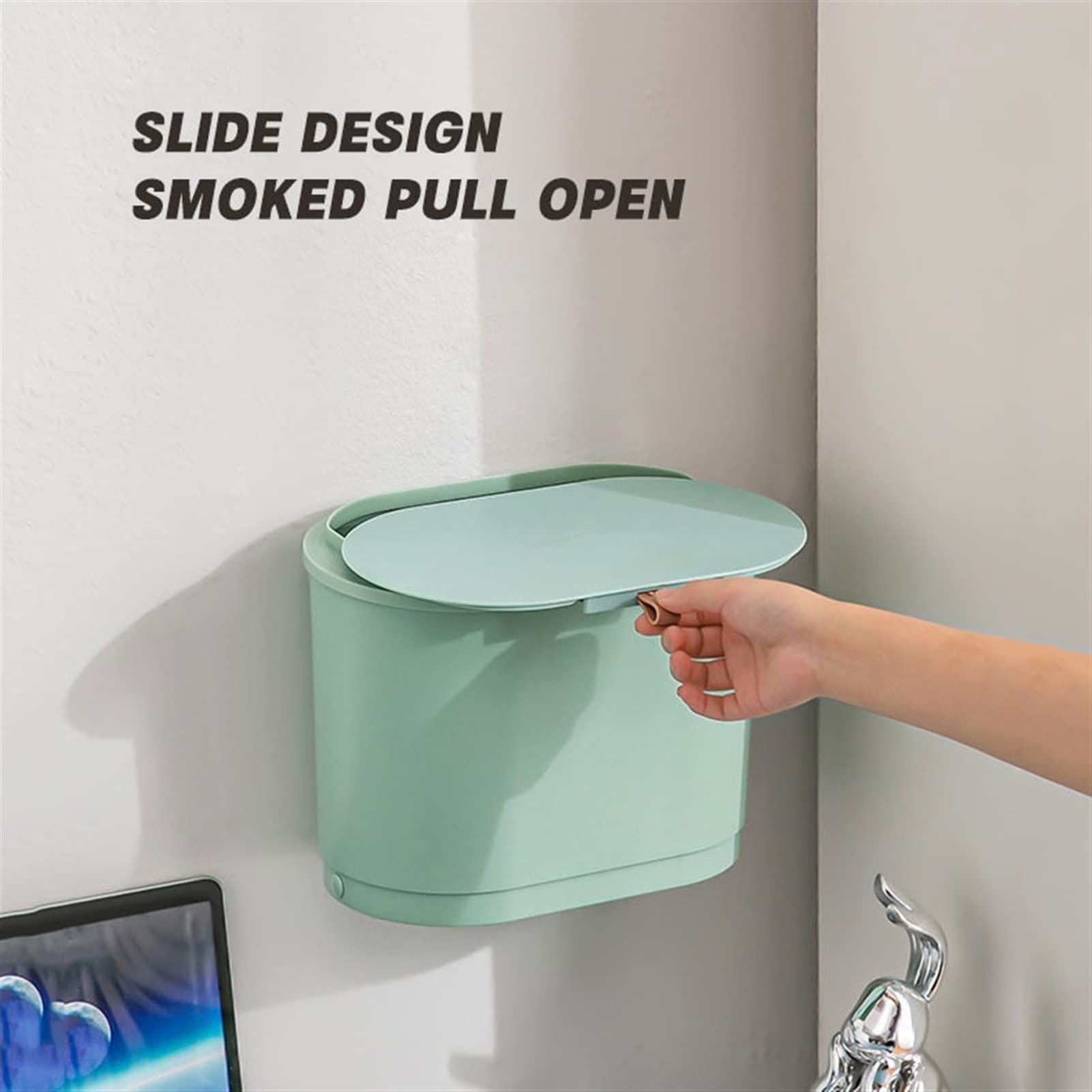 Cestino Carta Ufficio Cestino Montato a Parete lattina di rifiuti da Cucina for la casa con Copertura di Bagno di Alto Valore WC ASSEGGIO Pattumiera da Bagno (Size : S)