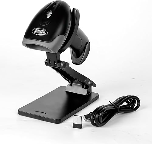 Miniatura 8 de Escáner de código QR con soporte plegable, escáner de código de barras 1D 2D 2.4G conexión inalámbrica y USB con cable, lector de código de barras