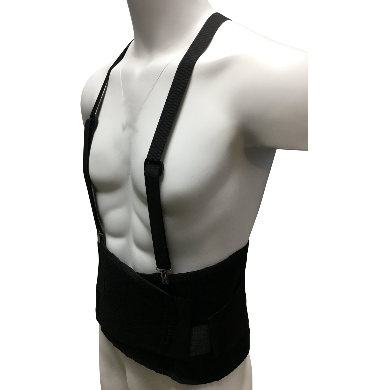 CHAMPION Industrial Belt Back Brace Abdominal Support Shoulder Straps, Black, X-Small