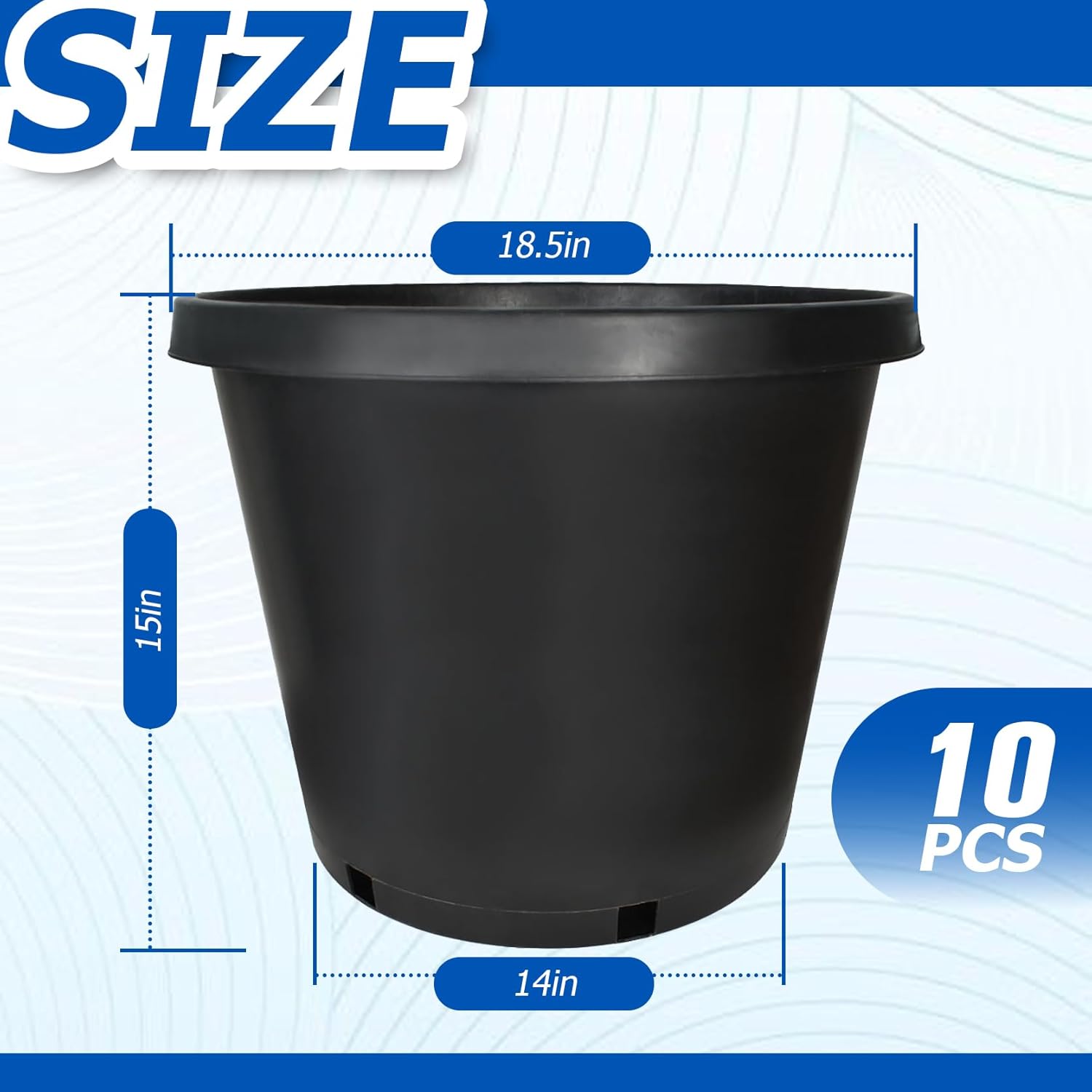 10-Pack 15 Gallon Premium Black Nursery Pot Plant Container Garden Planter Pots (15 Gallon)