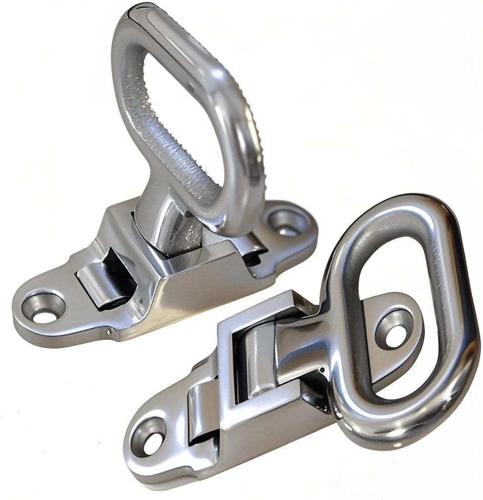 2 Pack Stainless Steel Folding Step, Heavy Duty 304, Non-Slip Tread, Utility Bed Body Handle for Boat, Yacht, RV, Truck (Silver)