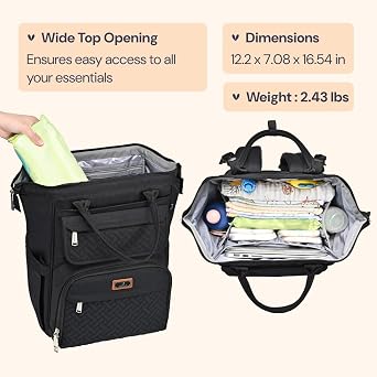 BabbleRoo Changing Bag Backpack, Large Baby Nappy Changing Diaper Bags Travel Back Pack with Changing Pad & Stroller Straps & Pacifier Holder for Moms and Dads