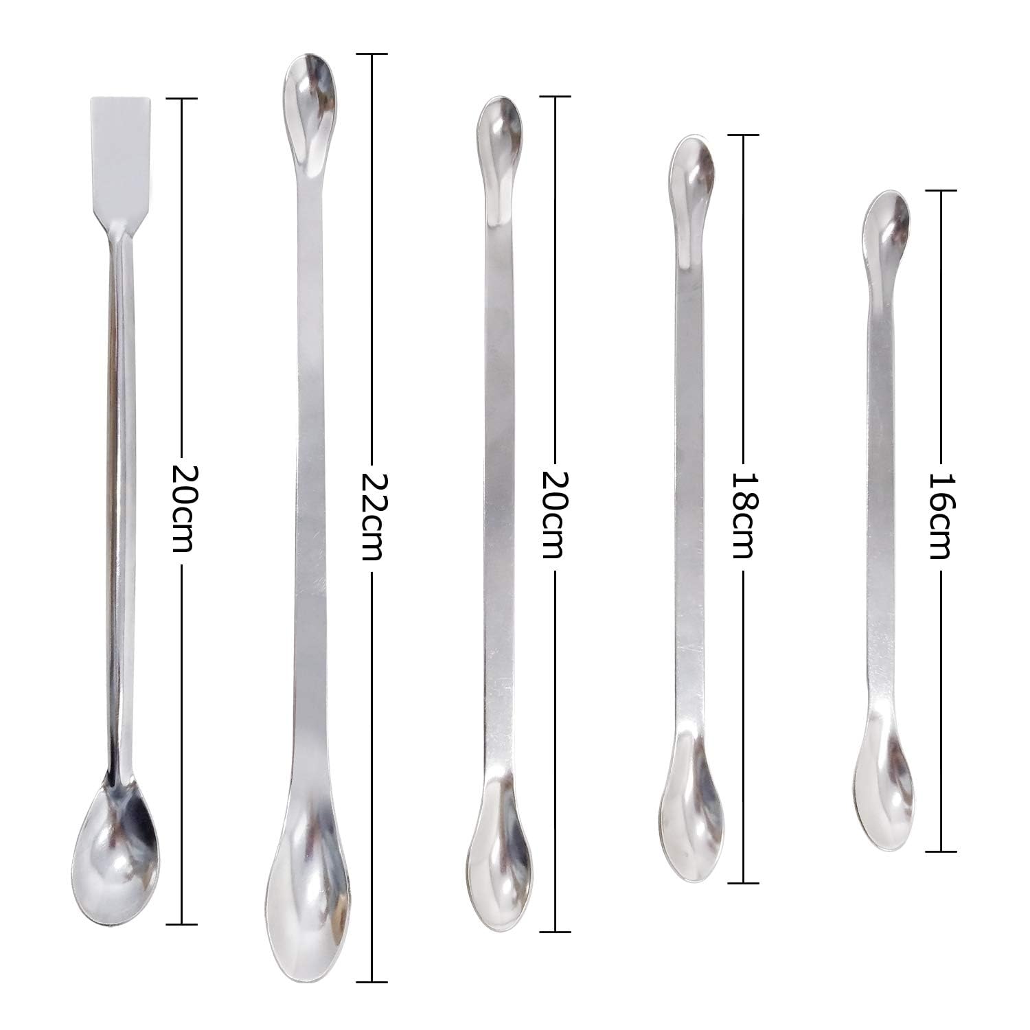 5 PCS En Acier Inoxydable Laboratoire Spoon Lab Scoop Lab Spatules Laboratoire D'échantillonnage Spoon Cuillère À Mélanger Spoon Médical