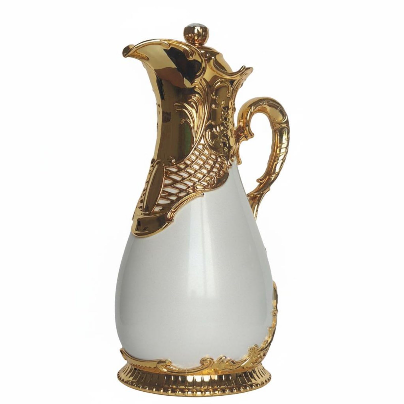predolo Carafe Thermique Dorée Grande Capacité Théière Isotherme de Luxe pour Maison, Réception, Or Blanc, 800ML