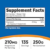 Vista 2 de Nutricost - Polvo de Glicinato de Magnesio (250 Gramos) (Sin Sabor)