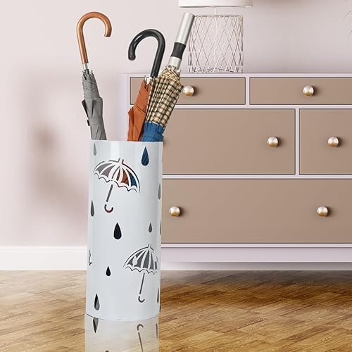 Miniatura 8 de Soporte de paraguas para entrada, soporte redondo de metal independiente, organizador de paraguas para colección de lluvia, para bastón, decoración