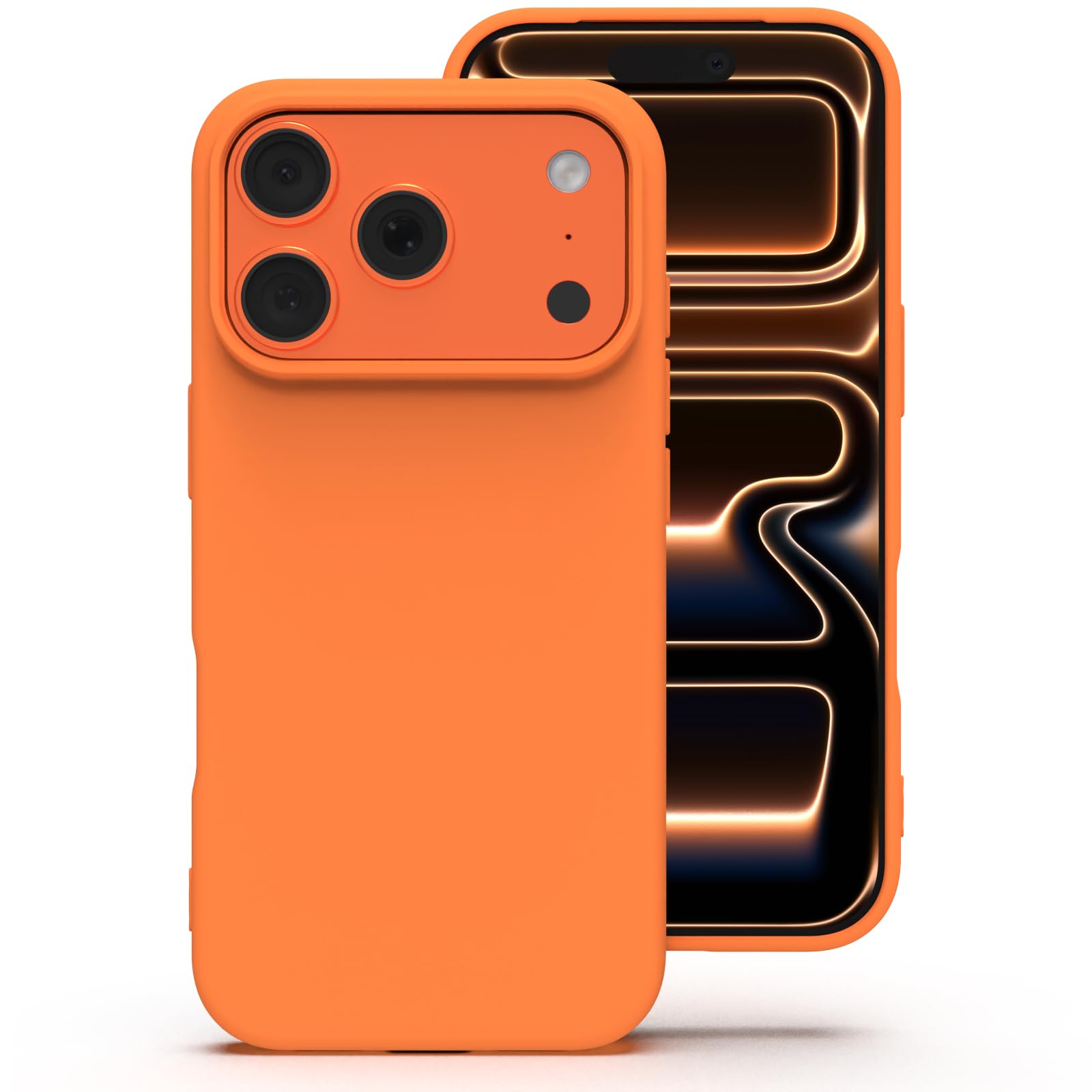 Zuvirelx Silikon Handyhülle für iPhone 17 Pro Hülle, Dünne, Weiches Griff, Minimalistisch, Stoßfest, rutschfest, Taschenpassend - Orange