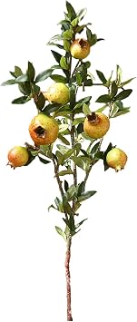 Artificial Pomegranate Fruit Branches, High Simulation Pomegranate Fruit Tree Floral Decor 31.5 Inch Length Artificial Berries Stem Fake Greenery Plants for Vase Rose