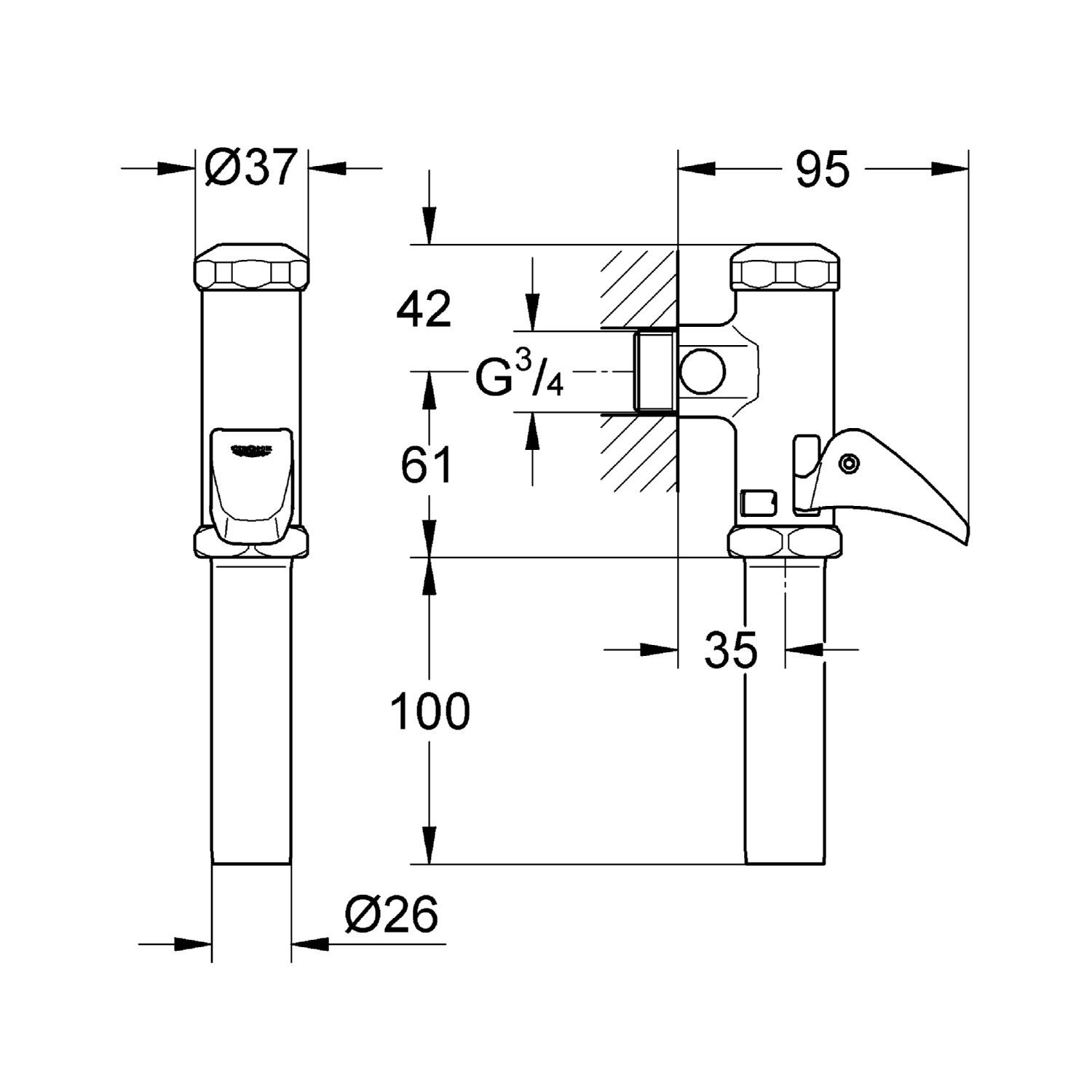 Grohe Rondo DAL - Fluxor automático (3/4") Ref. 37139000