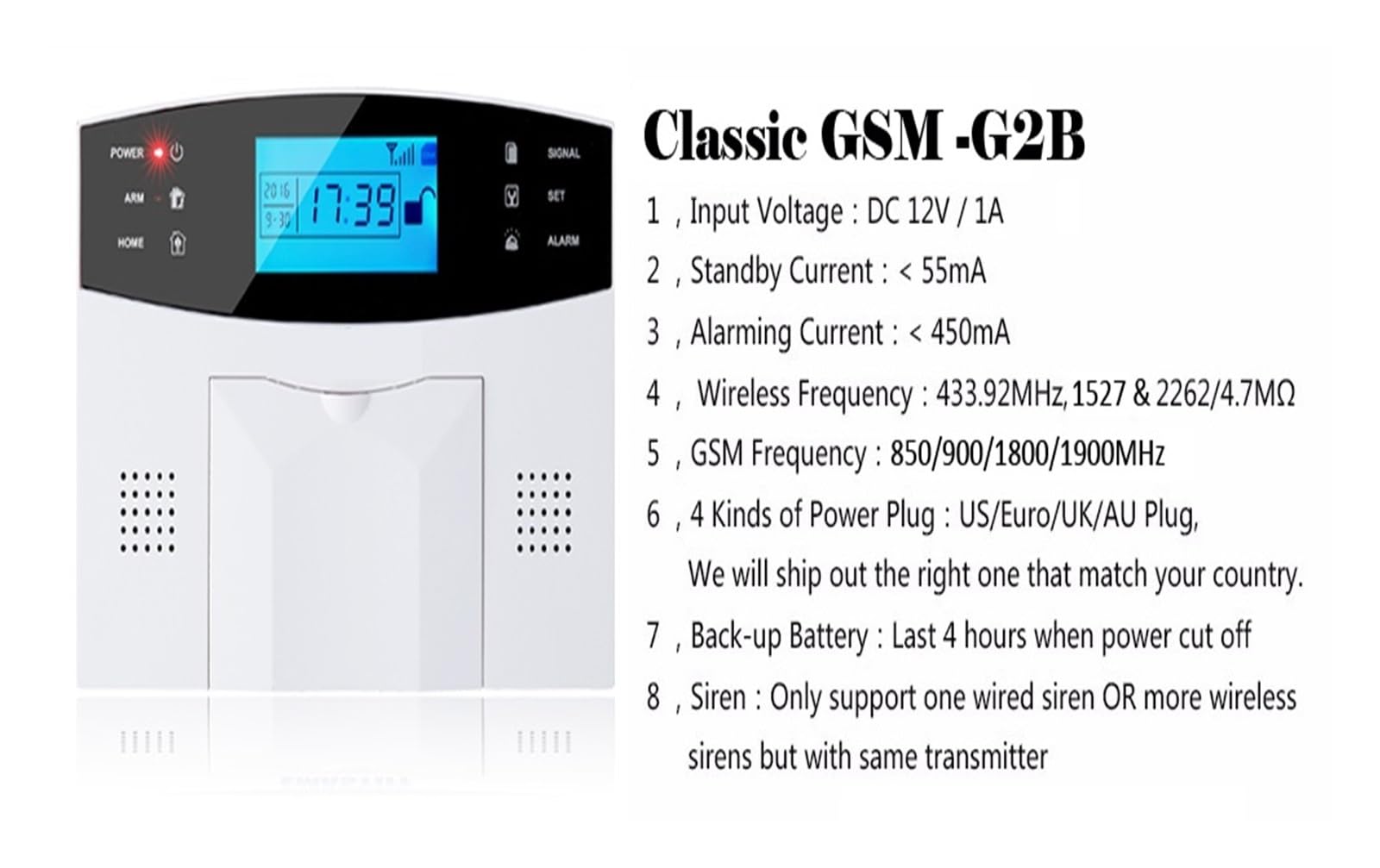 Nessun Canone Mensile Allarme intelligente Antenna incorporata Sensore gap porta Rilevatore di movimento PIR LCD wireless Scheda SIM GSM allarme sicurezza domestica Sirena flash fumo(G2B Bundle O)