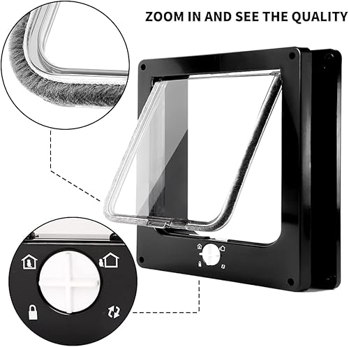 Miniatura 6 de Puertas para gatos (tamaño exterior 11.6 x 10 pulgadas), puerta de gato con bloqueo de 4 vías para puertas interiores y exteriores, puerta de