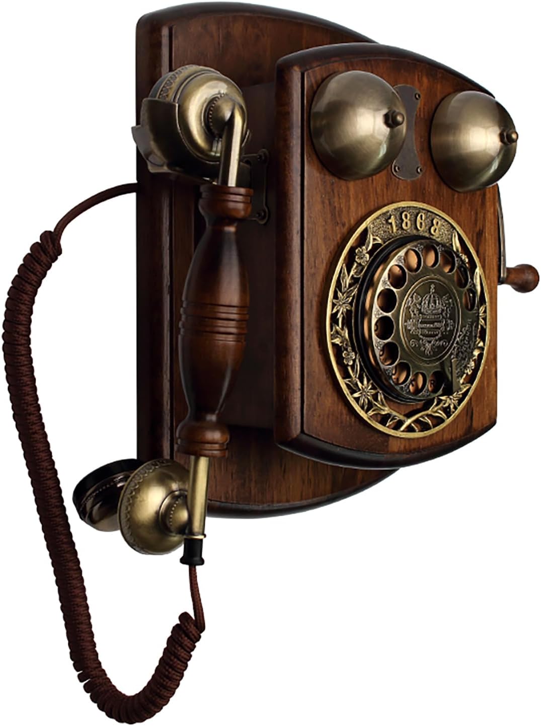 Retro Landline Phone 1868’S Vintage Corded Wall Phone Classic Old Antique Phones Rotary Dial Telephone with Redial Function for Home Office School