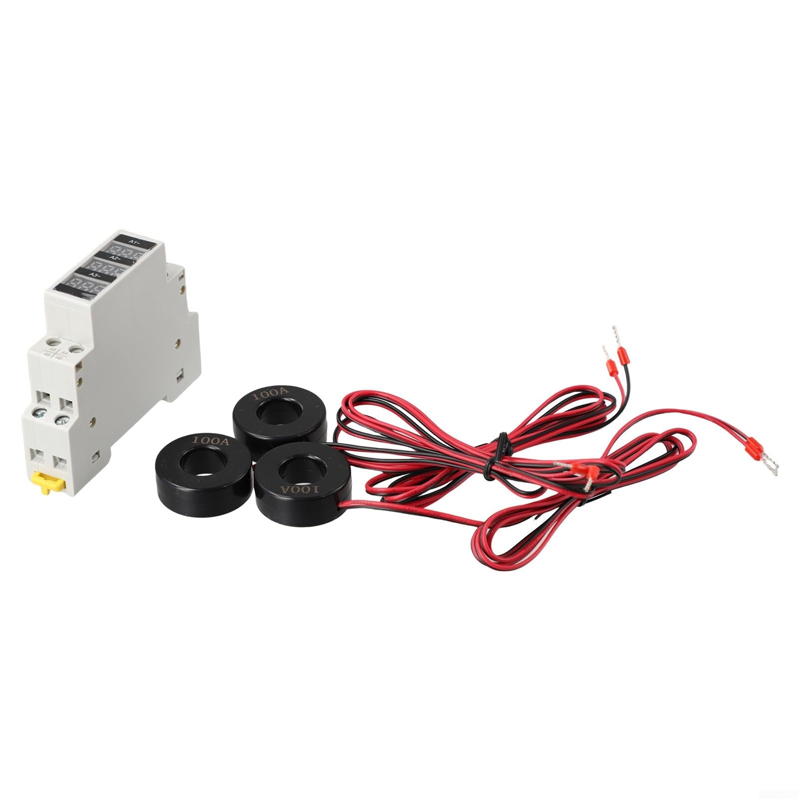 Amperometro Trifase Modulare Digitale Guida DIN 35 Mm | Display 1-100A, AC 80-500V | Preciso Al ±2% Per Quadri Elettrici