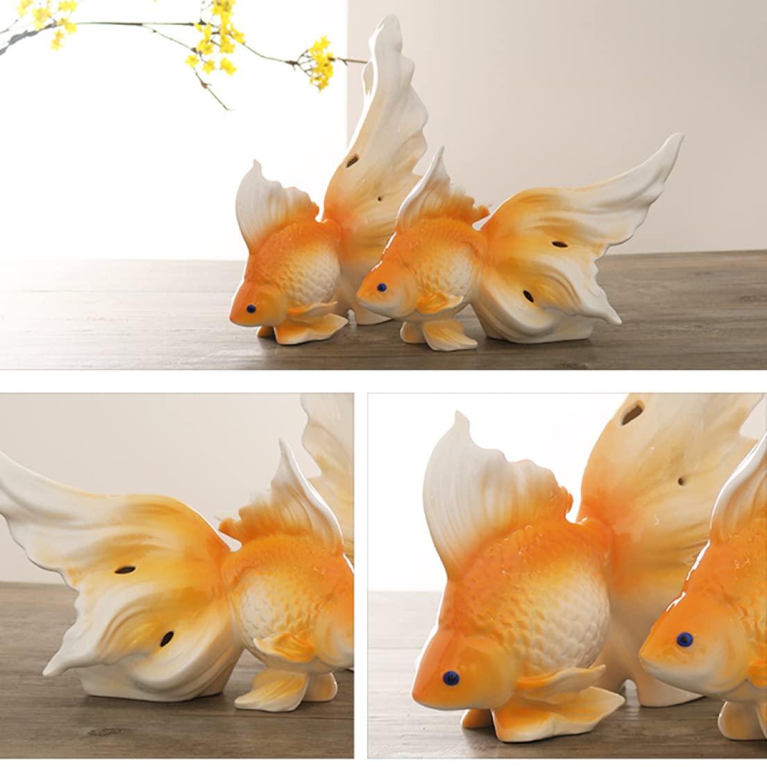Amazon.co.jp: 魚の置物 陶製 車 家 玄関 装飾 風水置物 リアル 縁起