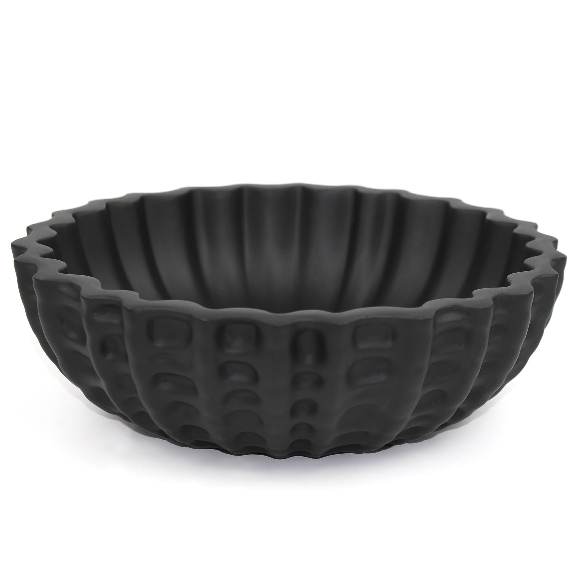 LIN CHUAN Modern Decorative Bowl, Sculptural Resin Display Bowl for Home Decor, Large Centerpiece for Kitchen Counter or Entry Table, Key Bowl or Fruit Holder, Black