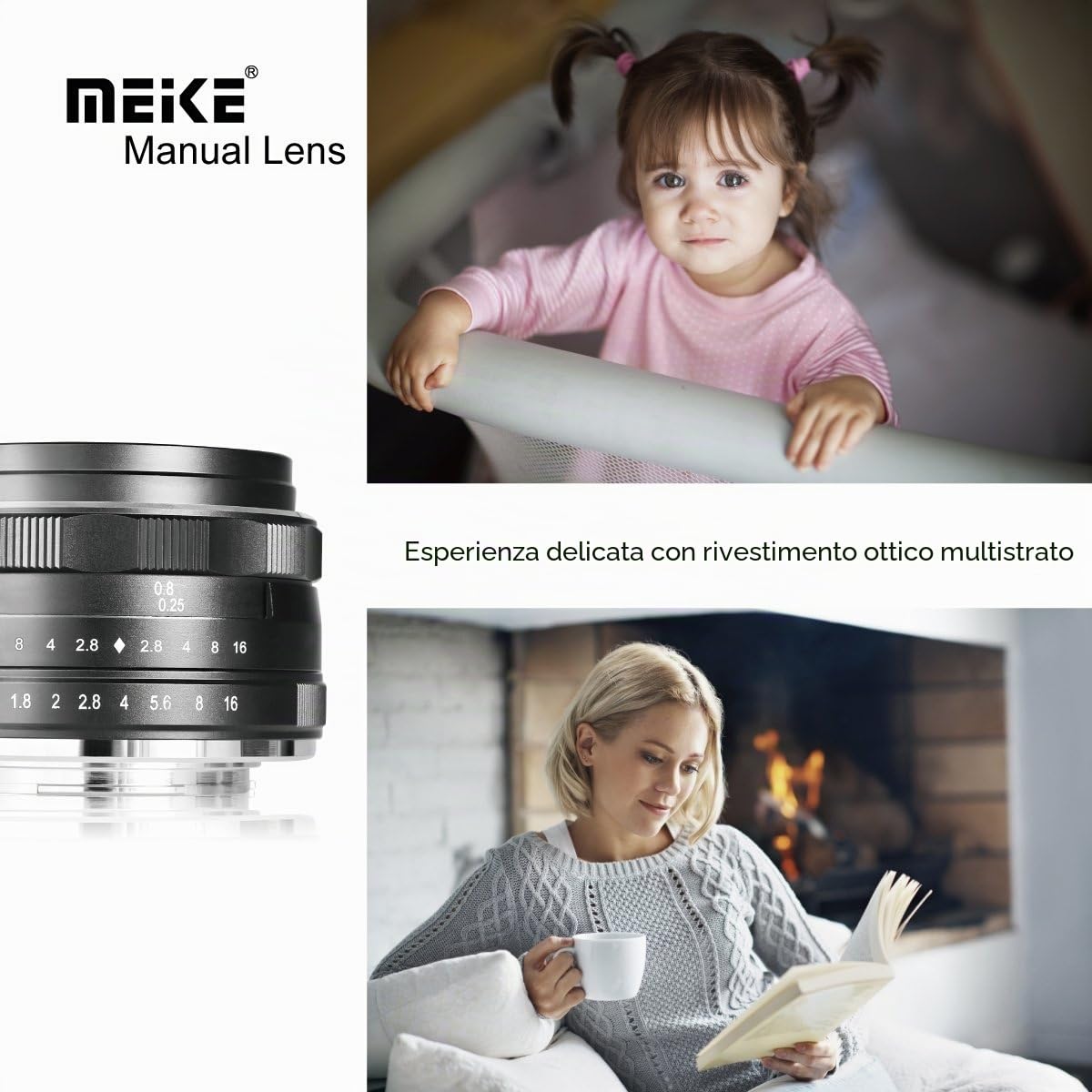 Meike 25mm F1.8 obiettivo grandangolare a grande apertura con messa a fuoco manuale Compatibile con le fotocamere mirrorless Panasonic Lumix Olypums M43 GH3 GH4 GH5 GH6