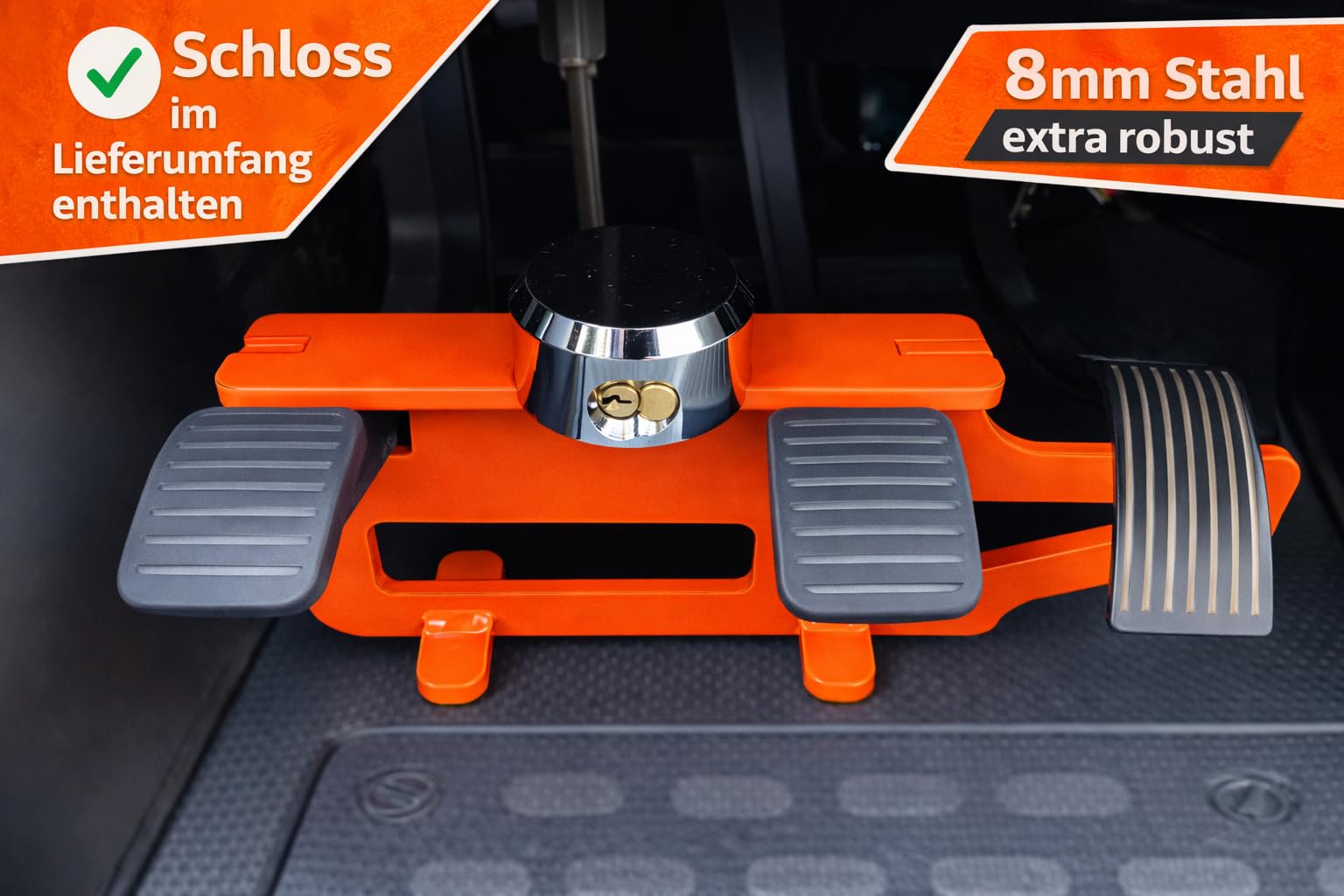 WOMOFIX PedalLock - Blocco pedale Fiat Ducato cambio | Per Peugeot Boxer, Citroën Jumper e Opel Movano • Set completo con lucchetto a puck • Protezione immobilizzatore meccanica