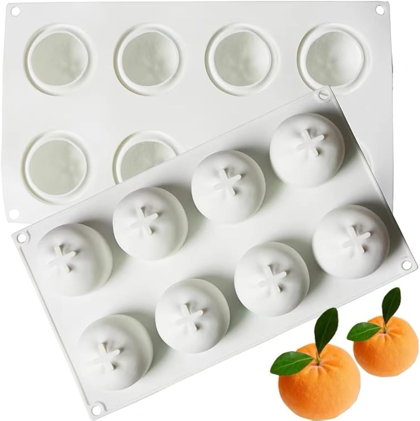 3D 8 Cavity Orange Silicone Mold for Baking Mousse Cake Chocolate Fruit Dessert Pudding Jelly Ice Cream Mould, Cake Decoration Mold Non-Stick and Easy Release(Pack of 1)-image-33