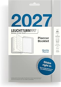 LEUCHTTURM1917 Calendar Booklet 2027, Monthly Planner, Medium A5, English, Calendar Overviews 2026/2027/2028, Monthly Overview 12.2026-03.2028
