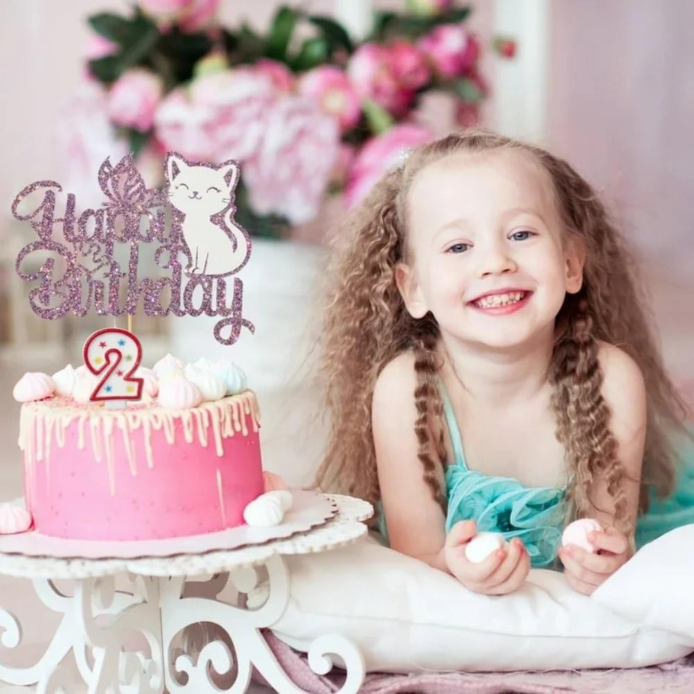 Vibrant Multicolor Number "2" Glitter Wax Birthday Candle - 7.75" (1 Count) - Perfect for Unforgettable Parties