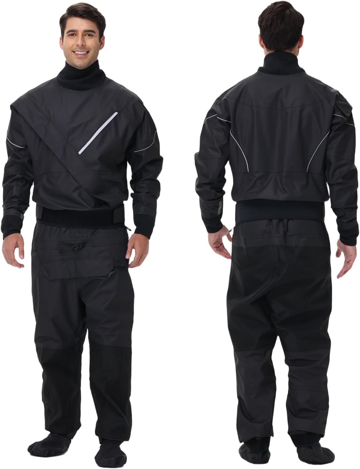 Dry Suits for Men,Front Zip for Sailing,Kayaking,Paddling with Reinforced Knees and Seat,Waterproof and Breathable