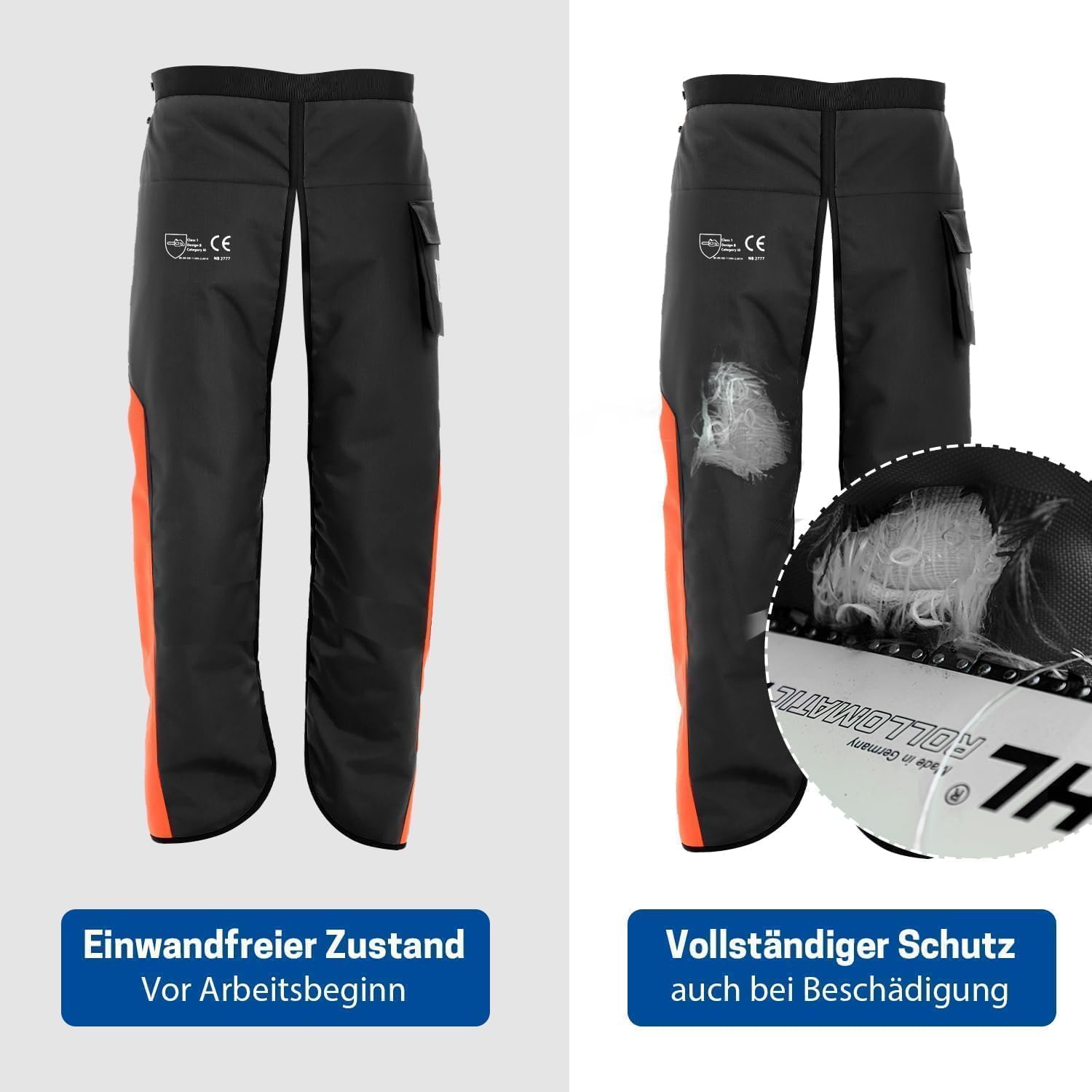 Uniwersalne legginsy ochronne do pił łańcuchowych, 8-warstwowe, regulowane ochraniacze na spodnie, fartuch do piły łańcuchowej, spodnie ochronne, wyposażenie ochrony leśnej - tylko ochrona