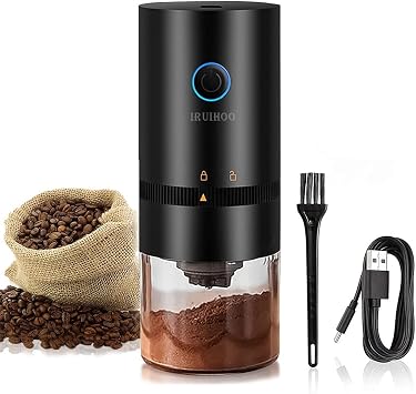 Moedor Café Iruihoo USB Recarregável Cônico 4 Xícaras - Preto