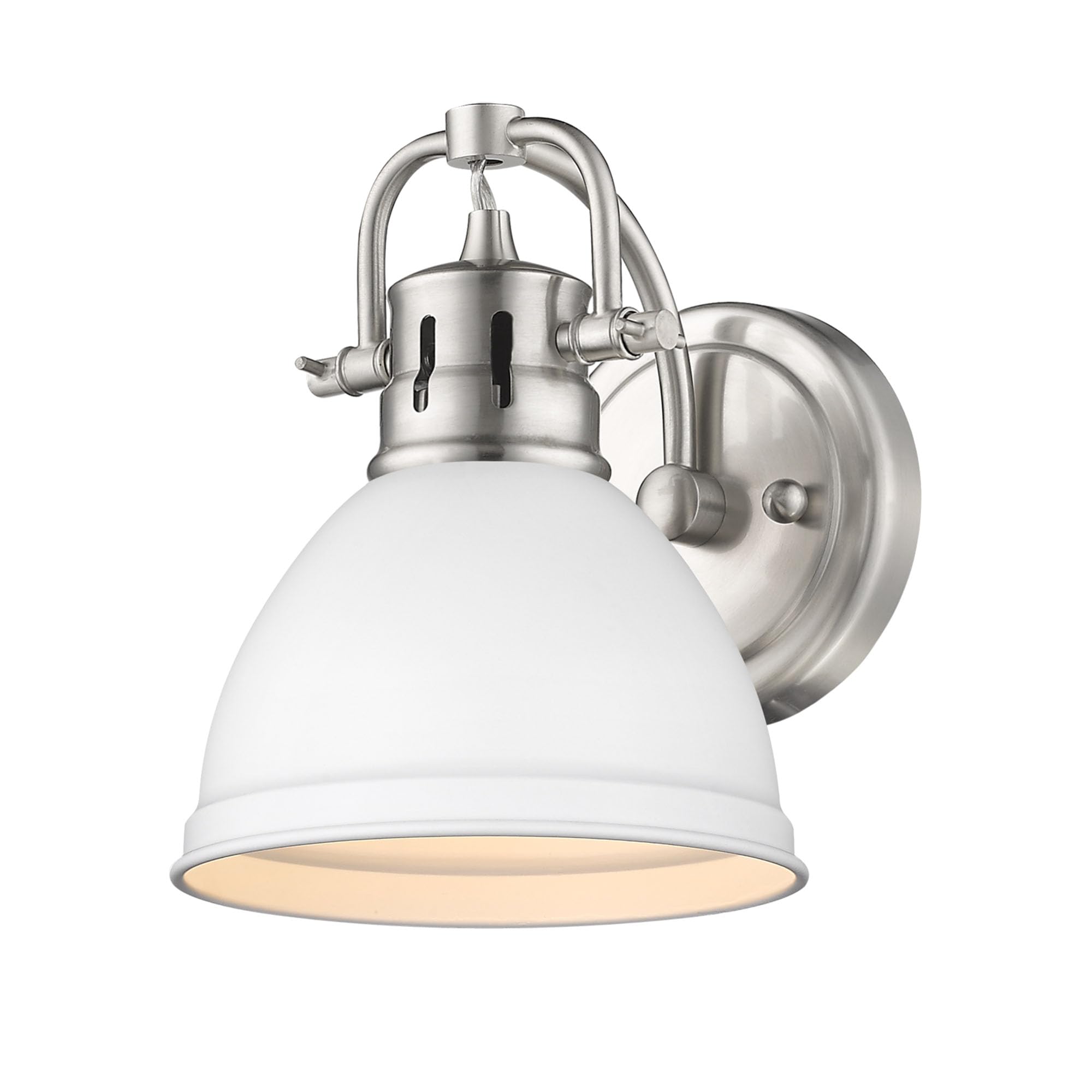 Golden Lighting 3602-BA1 PW-WHT Duncan Bath Vanity, 8.25"L x 6.5"W x 8.5"H, Pewter with a Matte White Shade