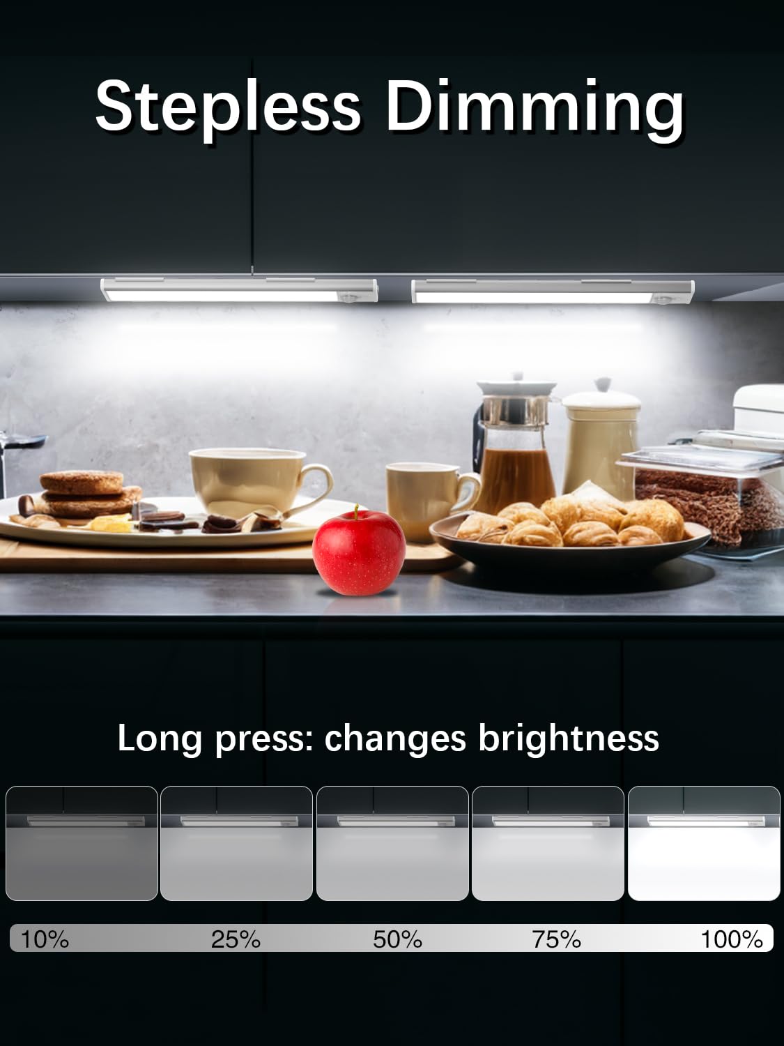 Luce Armadio LED con Sensore, 6000K di Luci led per Armadio Dimmerabile, 20CM Magnetica Ricaricabile Luce LED, Armadio Senza Fili Luce Notturna Lampada Armadio per Cucina Scale Soggiorno Bagno Camere