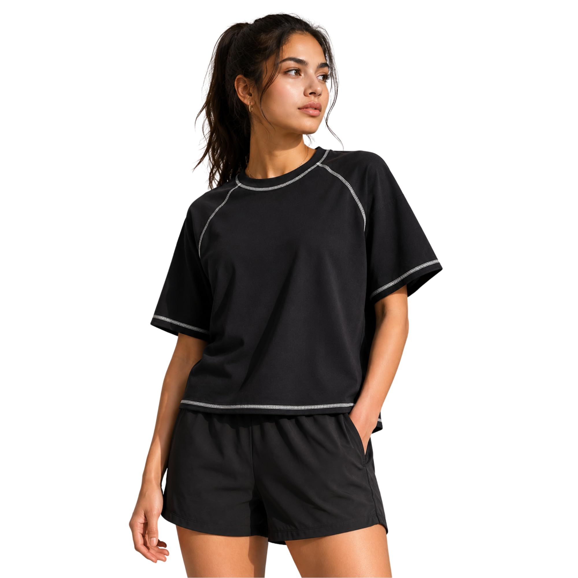 jhajee clothing luxury in every thread JHAJEE Women Oversized Plain T-Shirt | Looper Polyster Loose Fit Minimal Aesthetic Tee for Girls | Half Sleeve Round Neck Casual Korean Style Baggy Top-picture-51