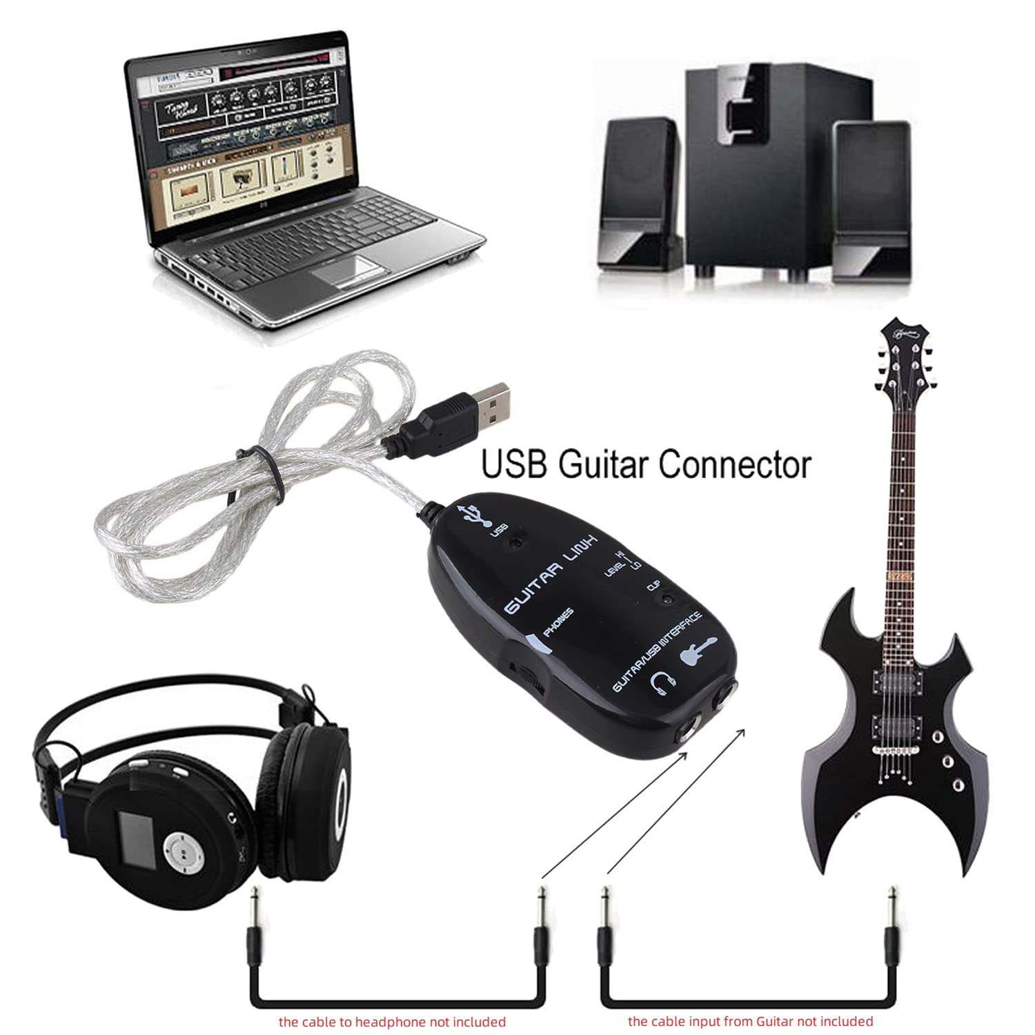 eWINNER Guitar to USB Interface Link - 1/4in -6.35mm Port