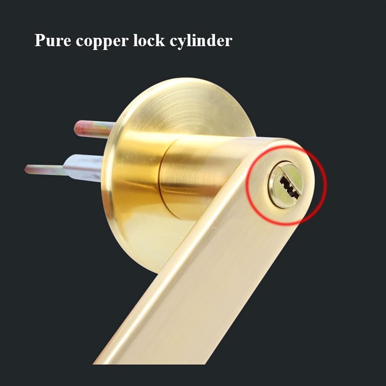 Interior Door Lever Handles, Zinc Alloy Gold Door Handles, Heavy Duty Entry Lever Door Handle Exterior Lockset with Key for Bedroom Bathroom